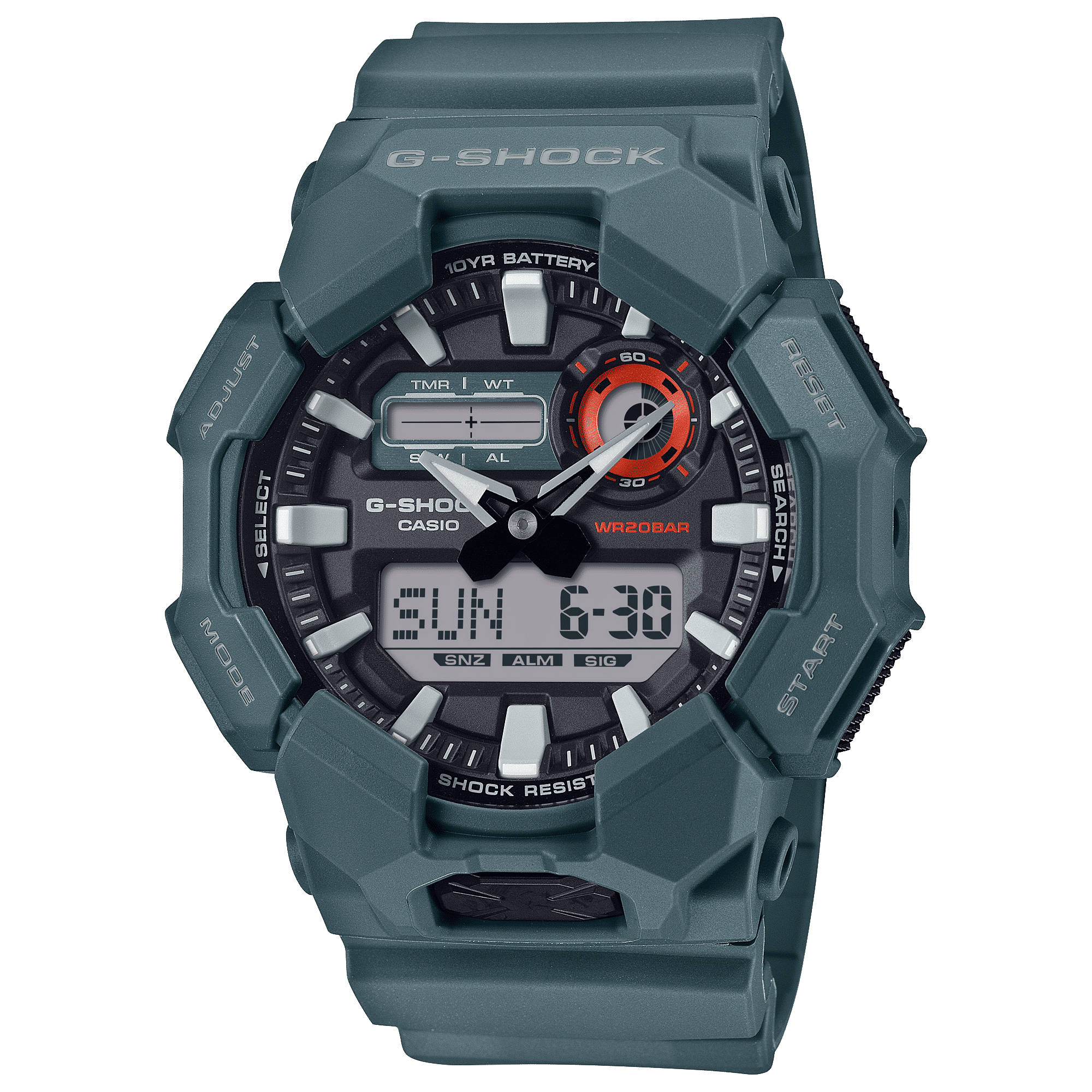 CASIO G-SHOCK GA-010-2ADR BLACK ANALOG-DIGITAL DIAL GREEN BIO-BASED RESIN BAND G1602